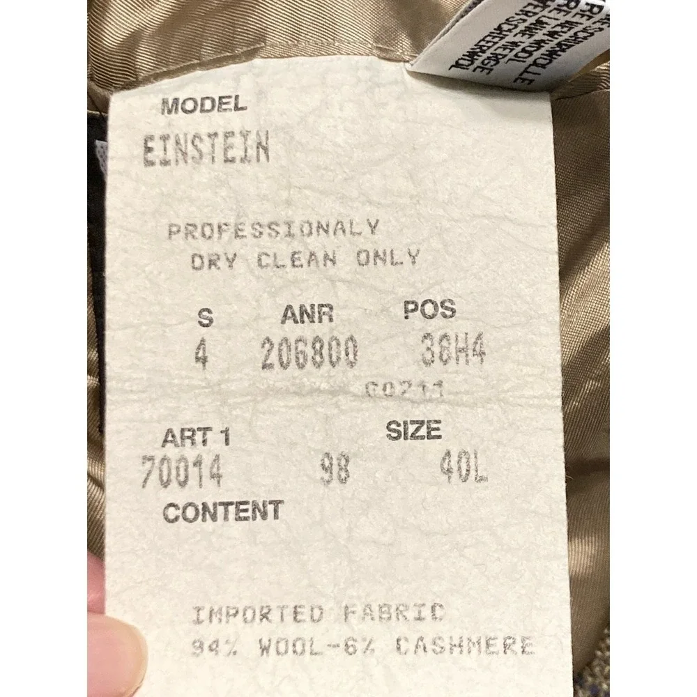 Hugo Boss‎ Einstein Blazer Sport Coat Cashmere Wool 40L Brown Beige Check